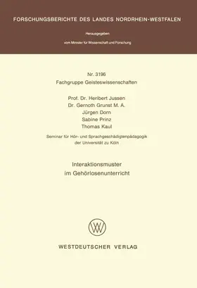 Jussen |  Interaktionsmuster im Gehörlosenunterricht | Buch |  Sack Fachmedien