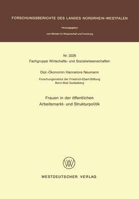 Neumann |  Neumann, H: Frauen in der öffentlichen Arbeitsmarkt- und Str | Buch |  Sack Fachmedien