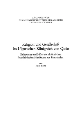 Zieme |  Religion und Gesellschaft im Uigurischen Königreich von Qoco | Buch |  Sack Fachmedien