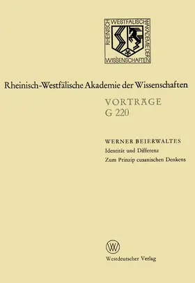 Beierwaltes | Identität und Differenz. Zum Prinzip cusanischen Denkens | Buch | 978-3-531-07220-3 | sack.de