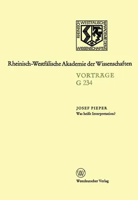 Pieper |  Was heißt Interpretation? | Buch |  Sack Fachmedien
