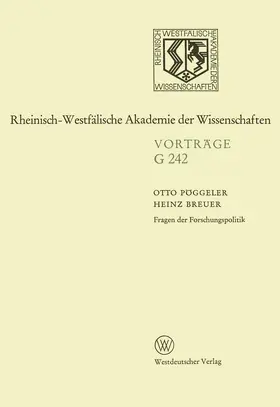 Pöggeler |  Fragen der Forschungspolitik | Buch |  Sack Fachmedien
