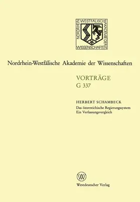 Schambeck |  Das österreichische Regierungssystem Ein Verfassungsvergleich | Buch |  Sack Fachmedien