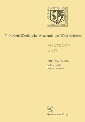 Dassmann |  Dassmann, E: Nordrhein-Westfälische Akademie der Wissenschaf | Buch |  Sack Fachmedien