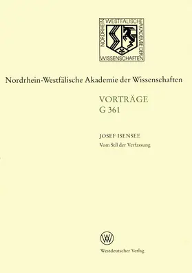 Isensee |  Vom Stil der Verfassung | Buch |  Sack Fachmedien