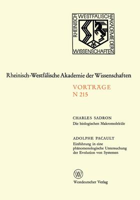 Sadron | Sadron, C: Die biologischen Makromoleküle. Einführung in ein | Buch | 978-3-531-08215-8 | sack.de