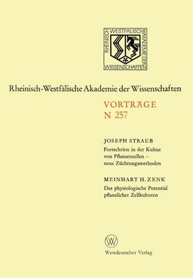 Straub | Straub, J: Fortschritte in der Kultur von Pfanzenzellen ¿ ne | Buch | 978-3-531-08257-8 | sack.de