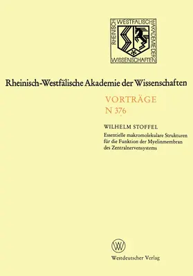 Stoffel | Rheinisch-Westfälische Akademie der Wissenschaften | Buch | 978-3-531-08376-6 | www.sack.de
