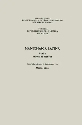von Markus Stein / Stein |  Manichaica Latina | Buch |  Sack Fachmedien