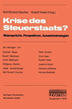 Hickel / Grauhan |  Krise des Steuerstaats? | Buch |  Sack Fachmedien