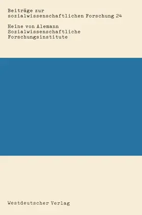 von Alemann |  Sozialwissenschaftliche Forschungsinstitute | Buch |  Sack Fachmedien