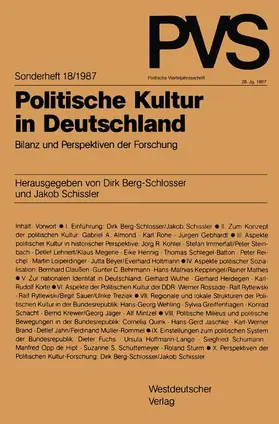 Schissler / Berg-Schlosser |  Politische Kultur in Deutschland | Buch |  Sack Fachmedien