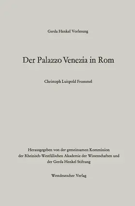 Frommel |  Der Palazzo Venezia in Rom | Buch |  Sack Fachmedien