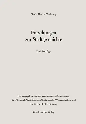 Giovannini / Vermalst / Gall |  Forschungen zur Stadtgeschichte | Buch |  Sack Fachmedien