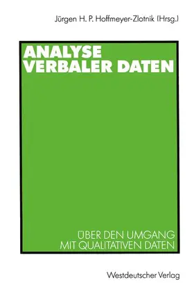 Hoffmeyer-Zlotnik |  Analyse verbaler Daten | Buch |  Sack Fachmedien