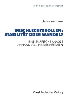  Geschlechtsrollen: Stabilität oder Wandel? | Buch |  Sack Fachmedien