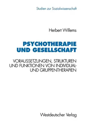Willems |  Psychotherapie und Gesellschaft | Buch |  Sack Fachmedien