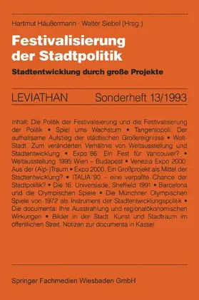 Siebel |  Festivalisierung der Stadtpolitik | Buch |  Sack Fachmedien
