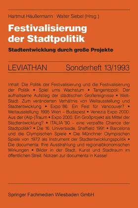 Siebel | Festivalisierung der Stadtpolitik | Buch | 978-3-531-12507-7 | sack.de
