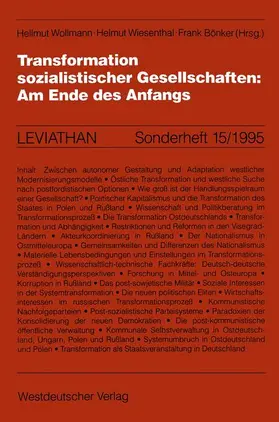 Wollmann / Wiesenthal / Bönker |  Transformation sozialistischer Gesellschaften: Am Ende des Anfangs | Buch |  Sack Fachmedien
