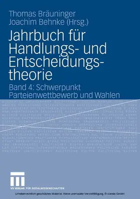 Bräuninger / Joachim / Behnke |  Jahrbuch für Handlungs- und Entscheidungstheorie | eBook | Sack Fachmedien