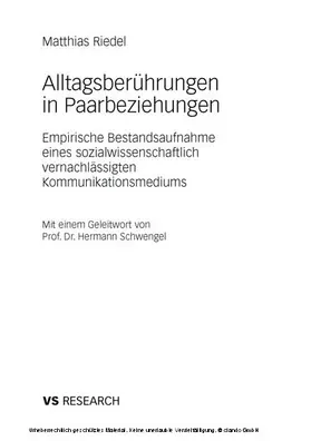 Riedel |  Alltagsberührungen in Paarbeziehungen | eBook | Sack Fachmedien