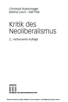 Butterwegge / Lösch / Ptak |  Kritik des Neoliberalismus | eBook | Sack Fachmedien