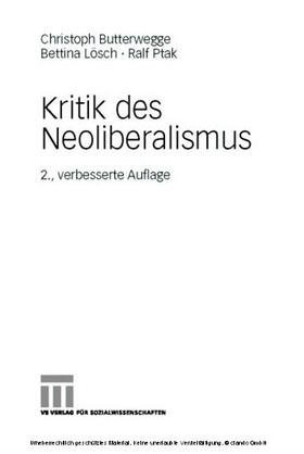 Butterwegge / Lösch / Ptak | Kritik des Neoliberalismus | E-Book | sack.de