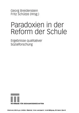 Breidenstein / Schütze |  Paradoxien in der Reform der Schule | eBook | Sack Fachmedien