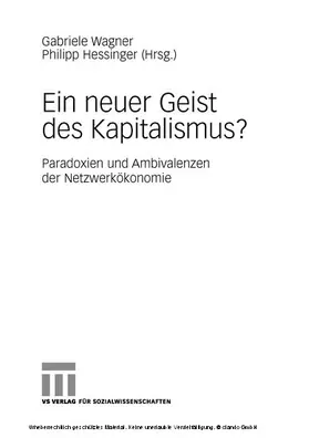 Wagner / Hessinger |  Ein neuer Geist des Kapitalismus? | eBook | Sack Fachmedien