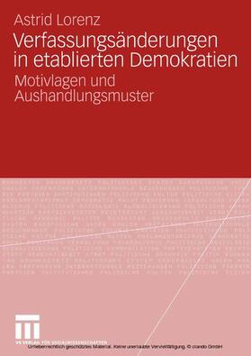 Lorenz |  Verfassungsänderungen in etablierten Demokratien | eBook | Sack Fachmedien