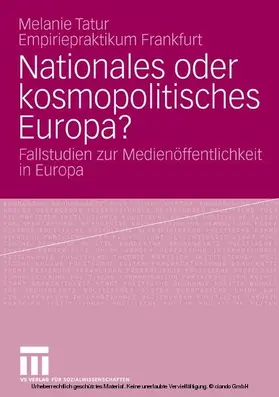 Tatur |  Nationales oder kosmopolitisches Europa? | eBook | Sack Fachmedien