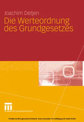 Detjen |  Die Werteordnung des Grundgesetzes | eBook | Sack Fachmedien