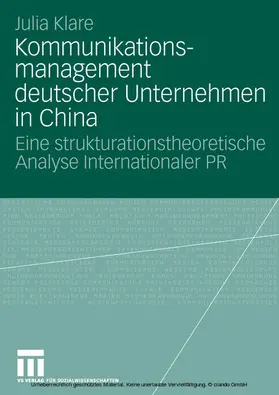 Klare | Kommunikationsmanagement deutscher Unternehmen in China | E-Book | www.sack.de
