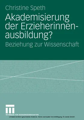 Speth |  Akademisierung der Erzieherinnenausbildung? | eBook | Sack Fachmedien
