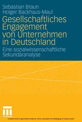Braun / Backhaus-Maul |  Gesellschaftliches Engagement von Unternehmen in Deutschland | eBook | Sack Fachmedien