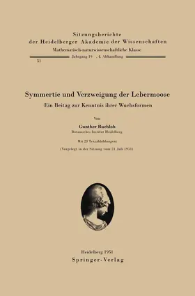 Buchloh |  Symmetrie und Verzweigung der Lebermoose | Buch |  Sack Fachmedien