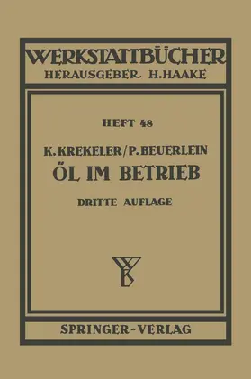 Krekeler / Beuerlein | Öl im Betrieb | Buch | 978-3-540-01759-2 | www.sack.de