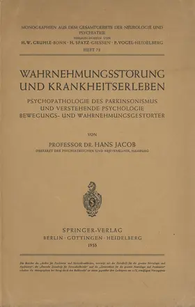 Jacob |  Wahrnehmungsstörung und Krankheitserleben | Buch |  Sack Fachmedien