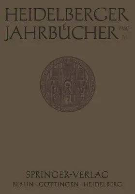? |  Heidelberger Jahrbücher | Buch |  Sack Fachmedien