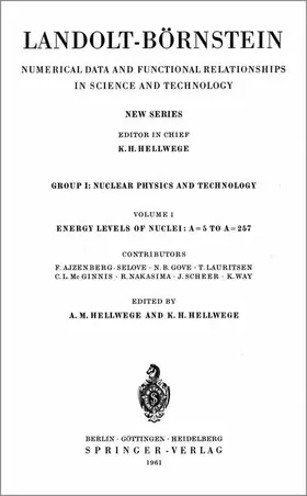 Ajzenberg-Selove / Gove / Lauritsen |  Energy Levels of Nuclei: A = 5 to A = 257 / Energie-Niveaus der Kerne: A = 5 bis A = 257 | Buch |  Sack Fachmedien