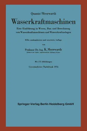 Quantz / Meerwarth |  Wasserkraftmaschinen | Buch |  Sack Fachmedien