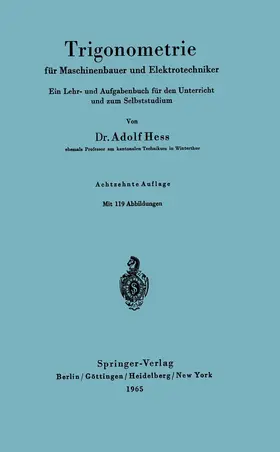 Hess |  Trigonometrie für Maschinenbauer und Elektrotechniker | Buch |  Sack Fachmedien