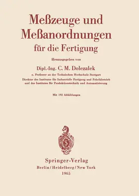 Dolezalek |  Meßzeuge und Meßanordnungen | Buch |  Sack Fachmedien