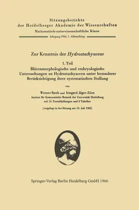 Jäger-Zürn / Rauh |  Zur Kenntnis der Hydrostachyaceae | Buch |  Sack Fachmedien