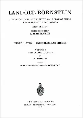 Schaaffs / Hellwege |  Molecular Acoustics / Molekularakustik | Buch |  Sack Fachmedien