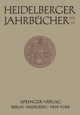 Schipperges |  Heidelberger Jahrbücher | Buch |  Sack Fachmedien