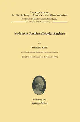 Kiehl |  Analytische Familien affinoider Algebren | Buch |  Sack Fachmedien