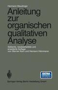 Staudinger |  Anleitung zur organischen qualitativen Analyse | Buch |  Sack Fachmedien
