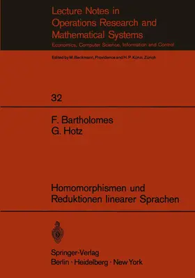 Bartholomes / Hotz |  Homomorphismen und Reduktionen linearer Sprachen | Buch |  Sack Fachmedien